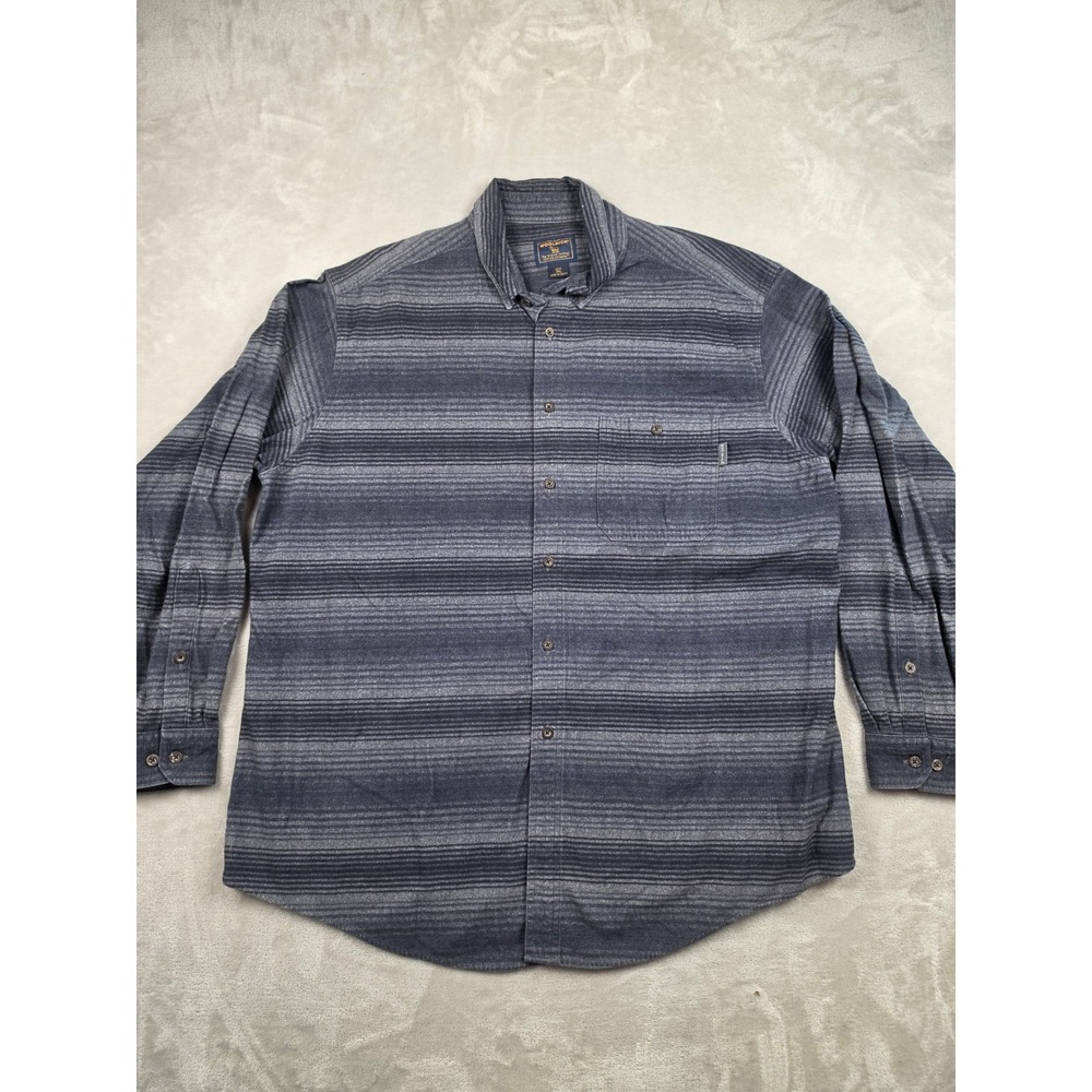 Woolrich Flannel Shirt Mens 3XL Gray Striped Long Sleeve Button Down Outdoor
